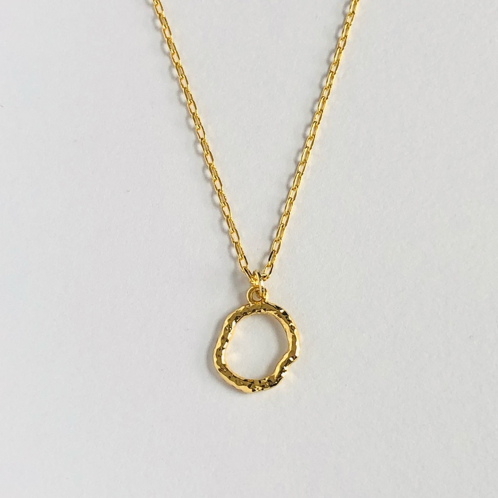 18K Gold Plated Organic Shape Small Circle Minimalist Layering Necklace